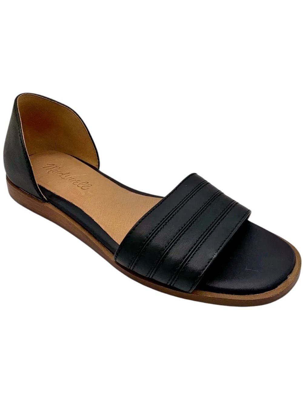 Black Women's D'Orsay Slide Sandals Minimal Leather Design Sz 8